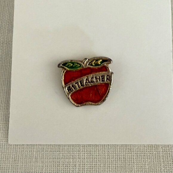 Apple-Shaped #1 Teacher Enamel Lapel Pin Brooch 0.5 Inch - Picture 2 of 5